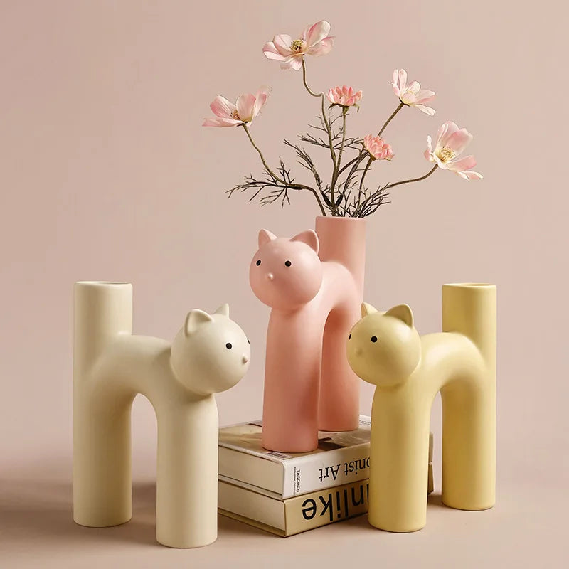 H-shaped Cat Flower Vase