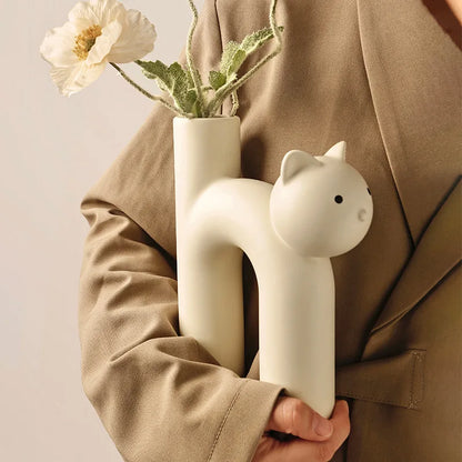 H-shaped Cat Flower Vase