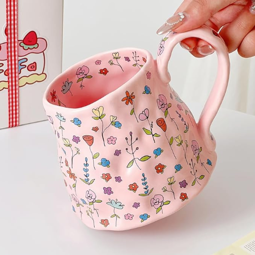 Floral 600ml Ceramic Coffee Mug