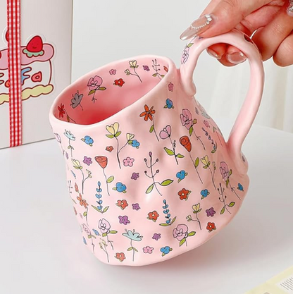 Floral 600ml Ceramic Coffee Mug