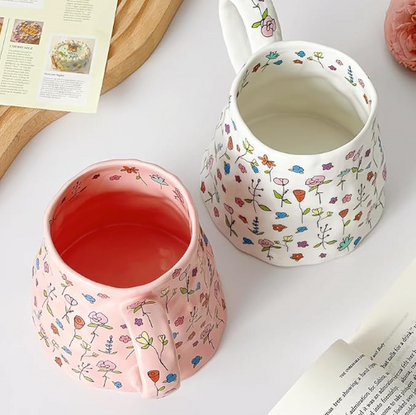 Floral 600ml Ceramic Coffee Mug