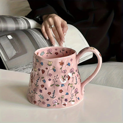 Floral 600ml Ceramic Coffee Mug